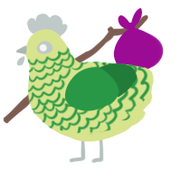 A lemon and viridian chicken with a lace pattern