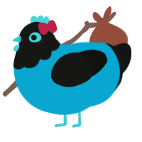 A cerulean and black chicken with a head pattern