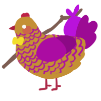 A gold and plum chicken with a lace pattern