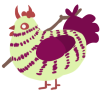 A apple and wine chicken with a bar pattern