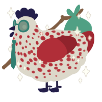 A mist and crimson chicken with a speckle pattern