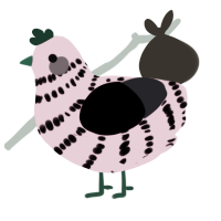 A viridian and white chicken with a bar pattern