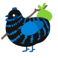 A black and sapphire chicken with a bar pattern