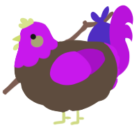 A bark and amethyst chicken with a head pattern