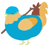 A cerulean and honey chicken with a head pattern