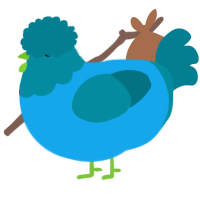 A sky and sea chicken with a head pattern