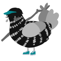 A black and mint chicken with a bar pattern