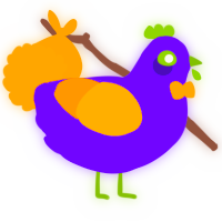 A blurple and orange chicken