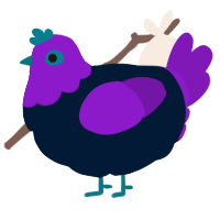 A tumblr and violet chicken with a head pattern