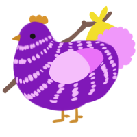 A violet and lavender chicken with a bar pattern