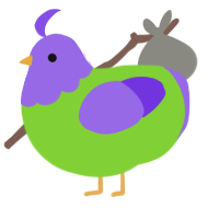 A grass and blurple chicken with a head pattern