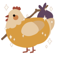 A orange and beige chicken with a head pattern