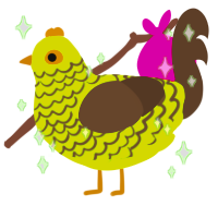 A lime and bark chicken with a lace pattern