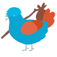 A cerulean and vermilion chicken