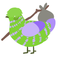 A grass and lilac chicken with a bar pattern