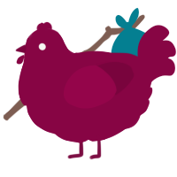 A maroon chicken