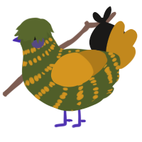 A olive and ochre chicken with a bar pattern