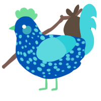 A ultramarine and aqua chicken with a speckle pattern