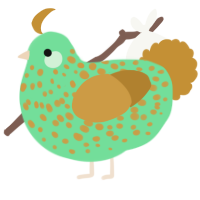 A spring and gold chicken with a speckle pattern