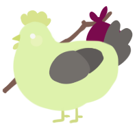 A apple and grey chicken