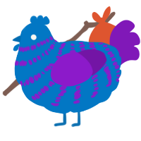 A sapphire and violet chicken with a bar pattern