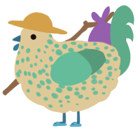 A beige and turquoise chicken with a speckle pattern