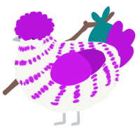 A white and amethyst chicken with a bar pattern
