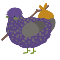 A overcast and grey chicken with a speckle pattern