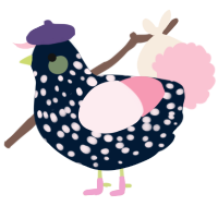 A tumblr and rose chicken with a speckle pattern