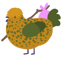 A ochre and olive chicken with a speckle pattern