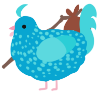 A cerulean and aqua chicken with a speckle pattern