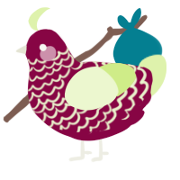A maroon and apple chicken with a lace pattern