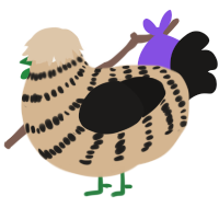 A beige and sable chicken with a bar pattern