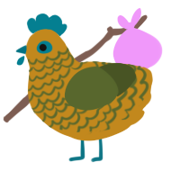 A ochre and olive chicken with a lace pattern