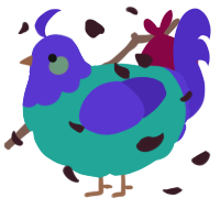 A turquoise and indigo chicken with a head pattern