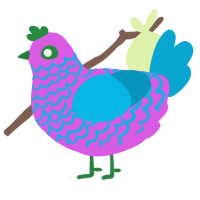 A orchid and cerulean chicken with a lace pattern