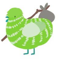 A grass and gluppy chicken with a bar pattern