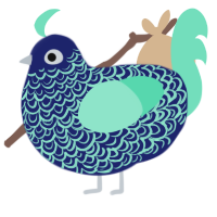 A navy and mint chicken with a double-lace pattern