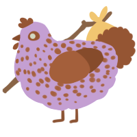 A lilac and russet chicken with a speckle pattern