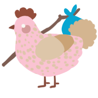 A rose and beige chicken with a speckle pattern