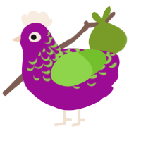 A plum and grass chicken with a half-lace pattern