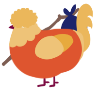 A vermilion and honey chicken with a head pattern