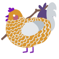 A orange and mist chicken with a lace pattern