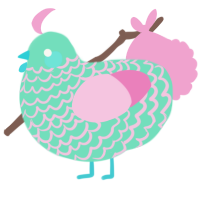 A mint and pink chicken with a lace pattern