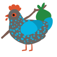A grey and cerulean chicken with a speckle pattern