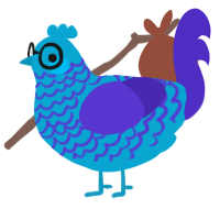 A cerulean and indigo chicken with a lace pattern