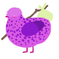 A orchid and violet chicken with a speckle pattern