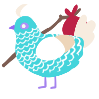 A aqua and cream chicken with a lace pattern