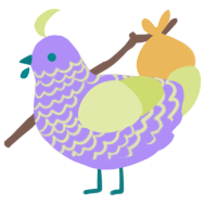 A lilac and lemon chicken with a lace pattern