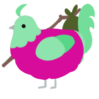 A fuchsia and spring chicken with a head pattern